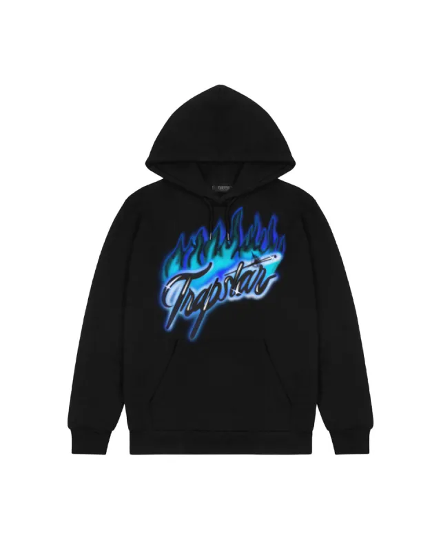 Flame Print Hoodie - Black/Purple sold by Trapstar London