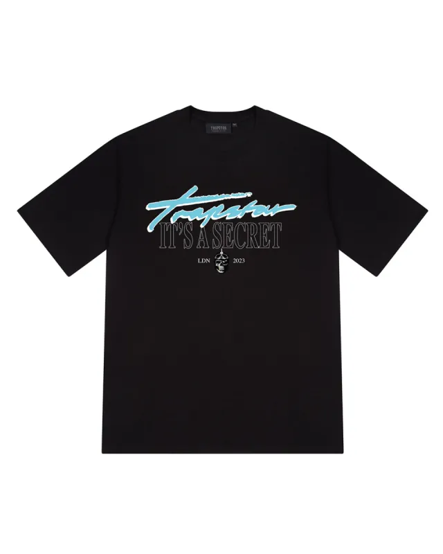 It's A Secret SS Tee - Black/Teal* sold by Trapstar London