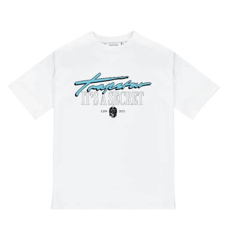 It's A Secret SS Tee - White/Teal* sold by Trapstar London