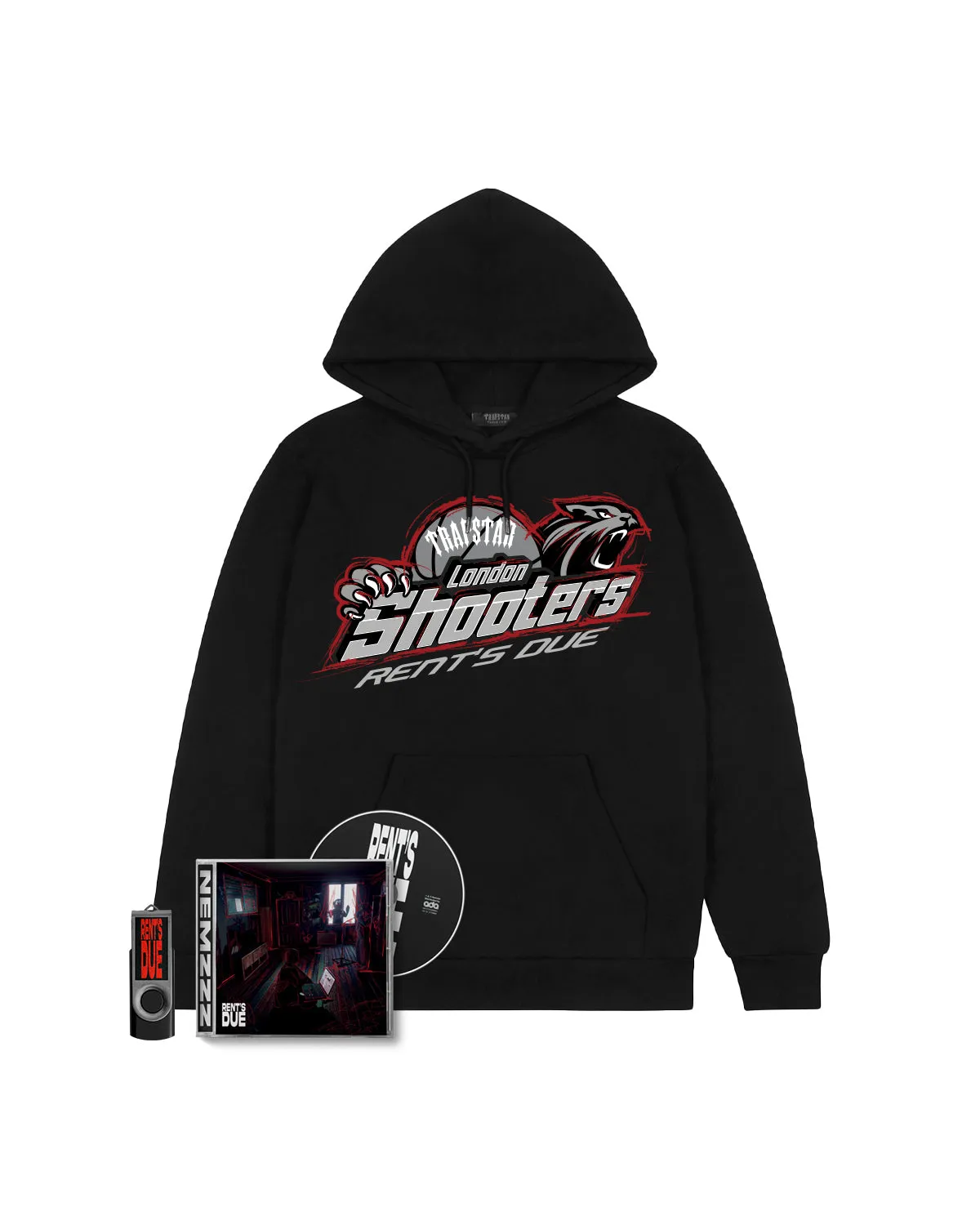 Trapstar x Nemzzz Shooters Hoodie CD & USB Bundle - Black sold by Trapstar London