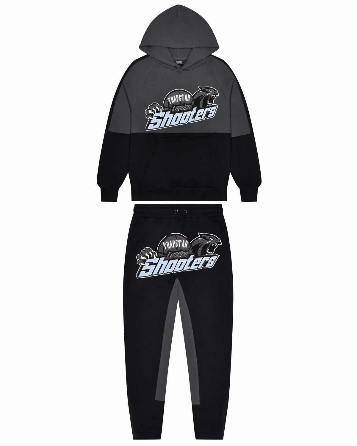 Shooters Panel Tracksuit Bottoms - Black/Blue sold by Trapstar London