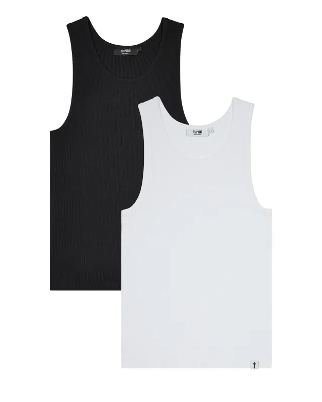 Foundation 2 Pack Vests - Black/White* sold by Trapstar London