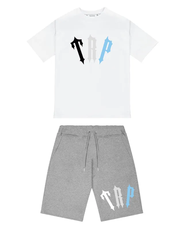 ■Trapstar London■ DECONSTRUCT DECODED *TEE＆SHORTS SET Trapstar Decoded Shorts Set - White/Red Gradient | No Sauce