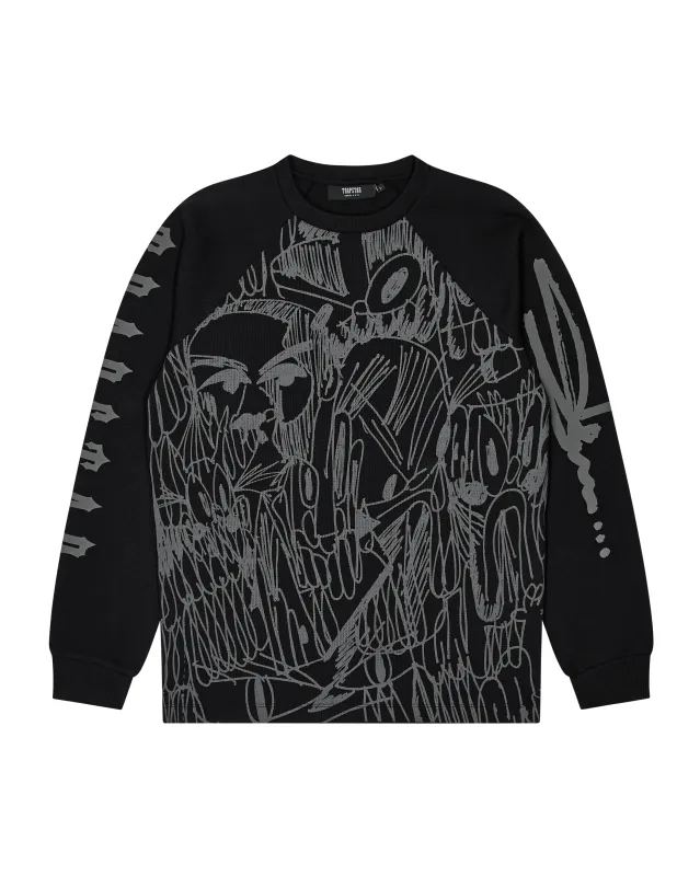*PRE ORDER* Trapstar x Slawn Waffle LS Top - Black/Reflective sold by Trapstar London
