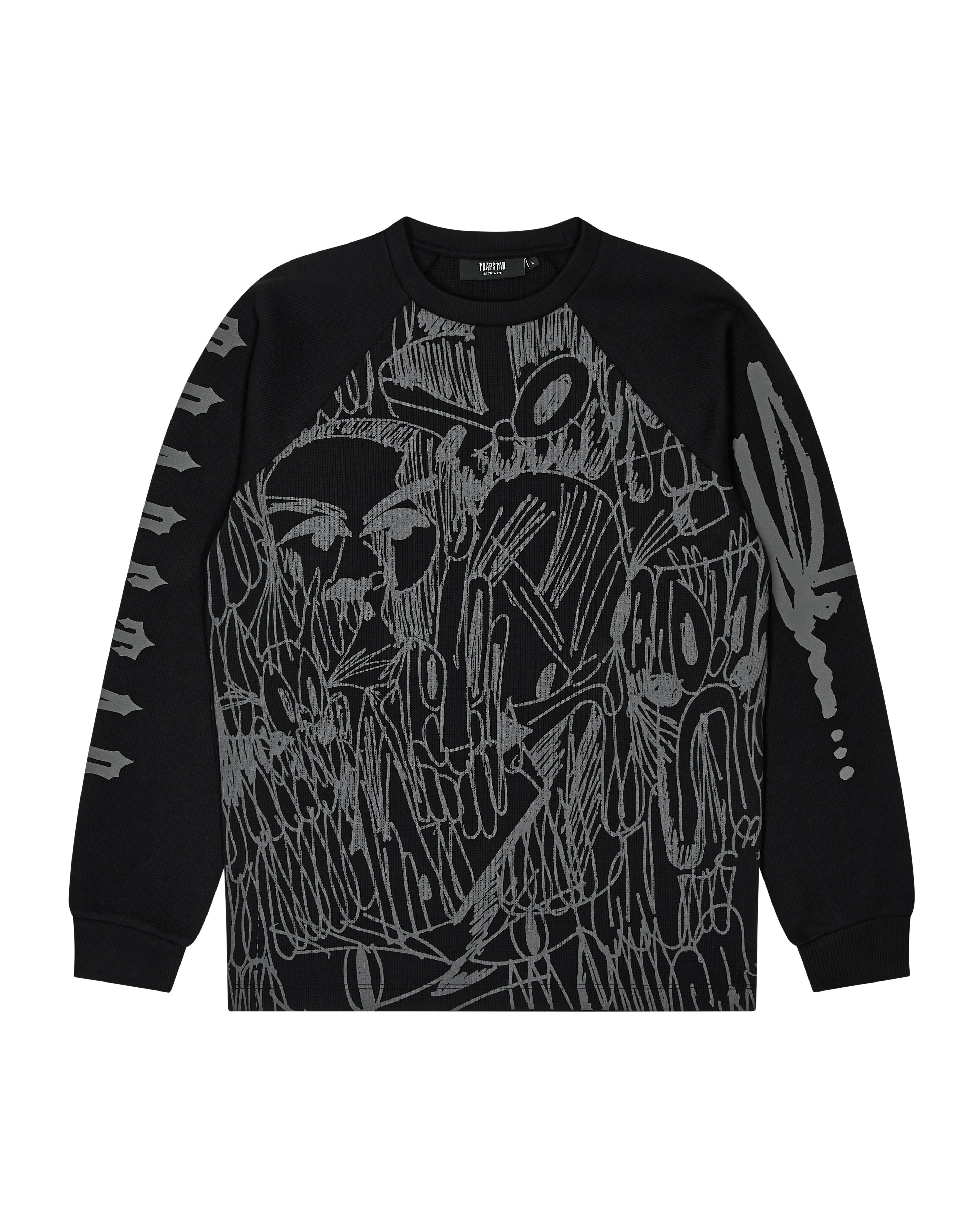 *PRE ORDER* Trapstar x Slawn Waffle LS Top - Black/Reflective sold by Trapstar London