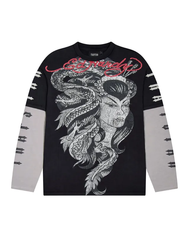 Trapstar x Ed Hardy Medusa LS Tee - Black/White sold by Trapstar London