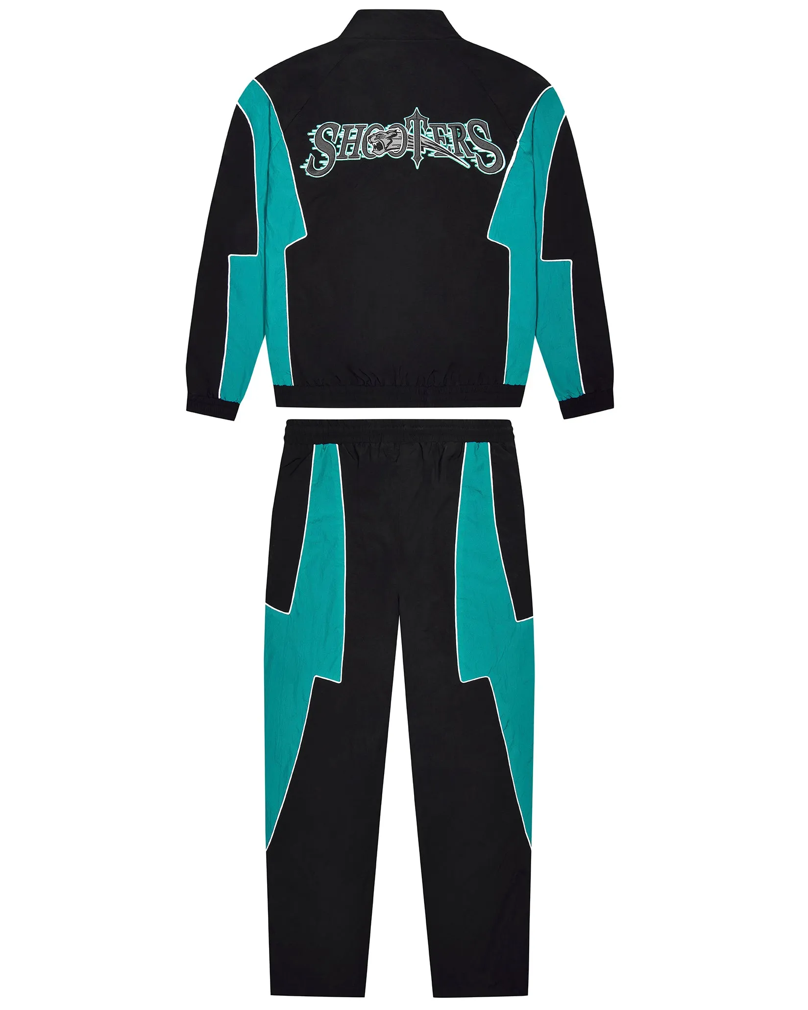 Shooters 2.0 Shell Tracksuit - Black/Teal sold by Trapstar London