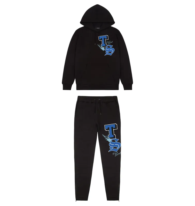 TS Varsity Hoodie Tracksuit - Black/Blue sold by Trapstar London
