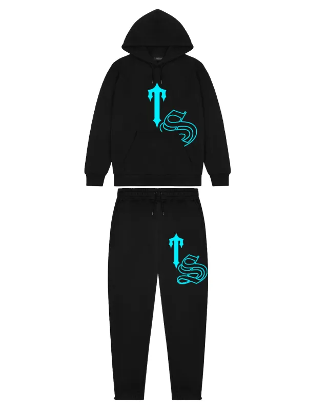TS Print Tracksuit - Black/Teal sold by Trapstar London
