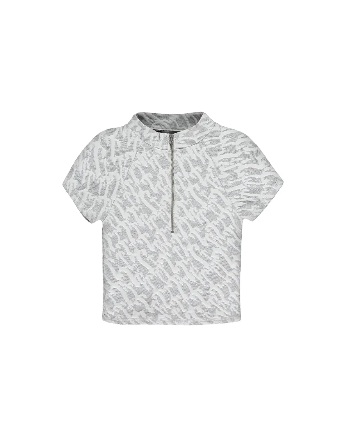 Women's Jacquard Fitted Zip Crop Top - White sold by Trapstar London
