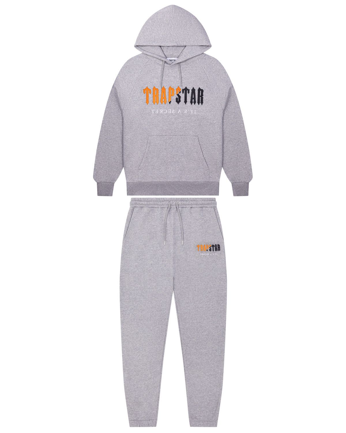 Decoded Chenille Hooded Tracksuit - Grey/Orange sold by Trapstar London