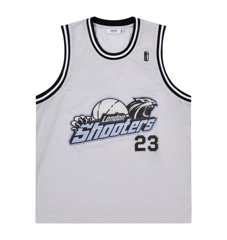 Shooters SS23 Basketball Vest - Grey/Blue sold by Trapstar London