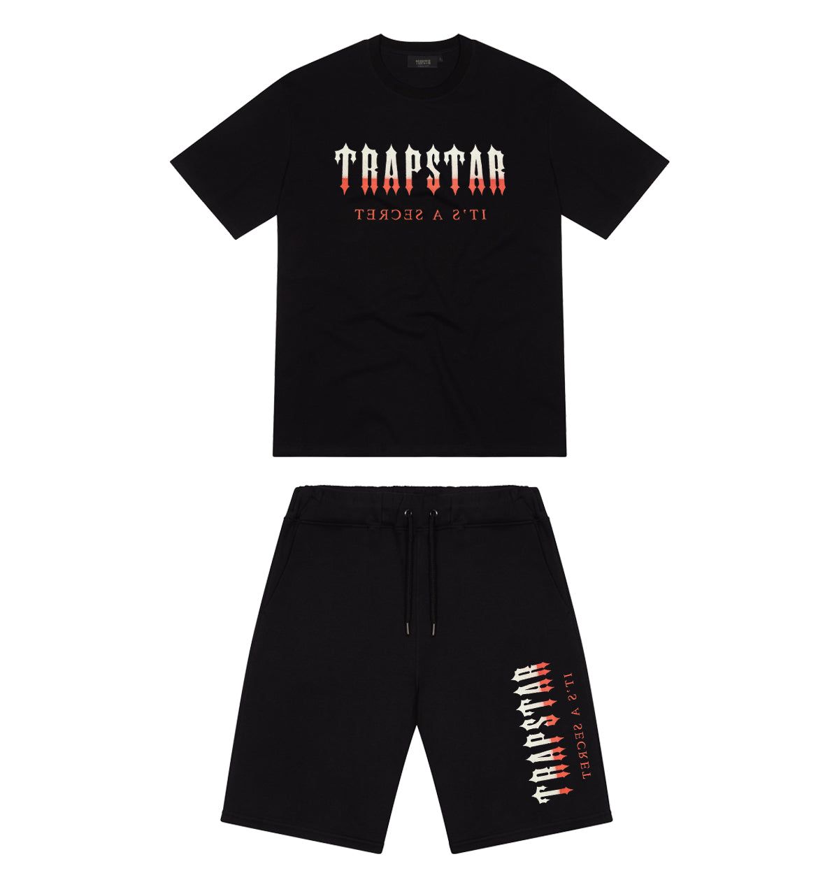 ■Trapstar London■ DECONSTRUCT DECODED *TEE＆SHORTS SET Oversized Decoded Shorts - Black/Red Gradient | Parallel