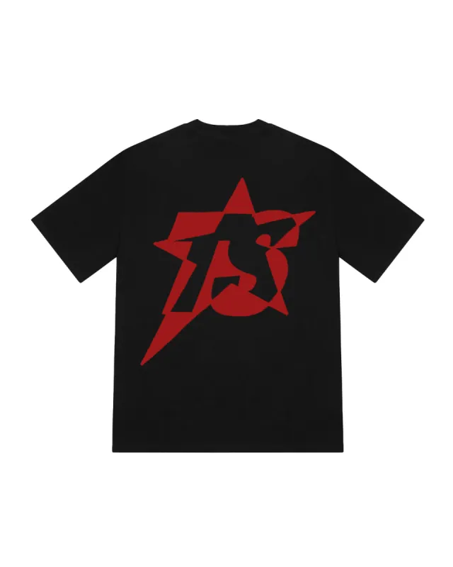 TS Star Print Tee - Black/Red sold by Trapstar London