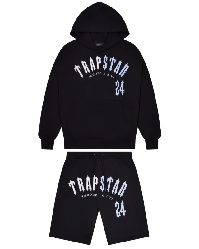 Split Arch Irongate Hooded Shorts Set - Black/Blue sold by Trapstar London