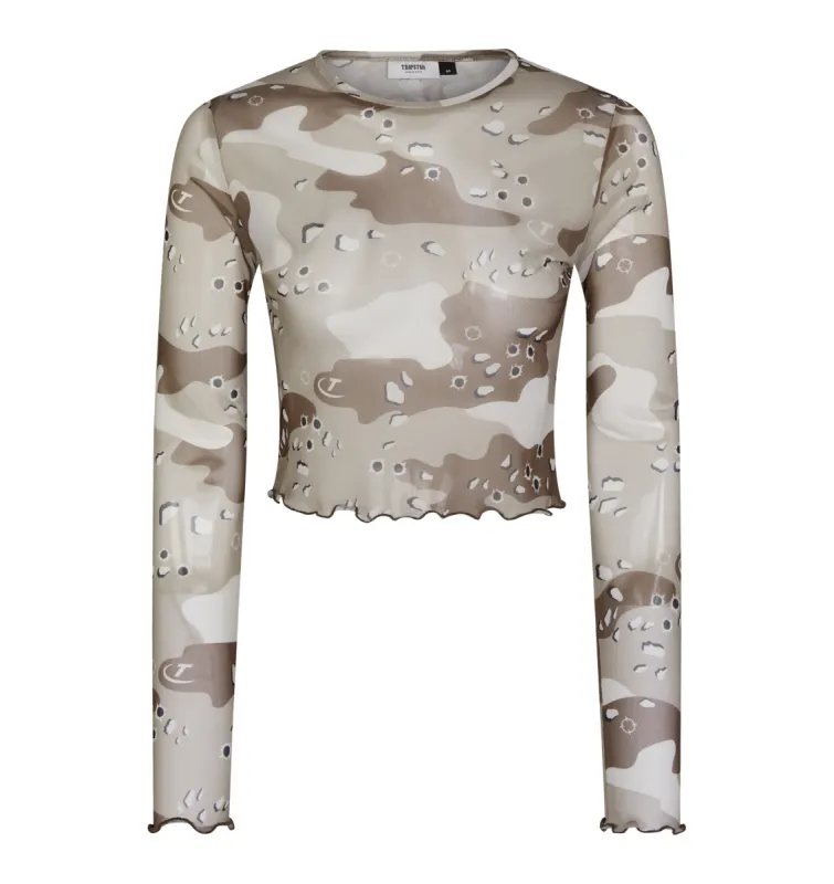 Women’s Long Sleeve Mesh Top - Desert Camo sold by Trapstar London