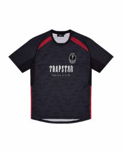 TRAPSTAR LONDON/IRONGATE BASELINE ロゴ グラフィック Irongate Football Jersey - Black/Red | Parallel