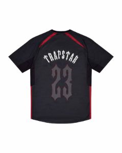 TRAPSTAR LONDON/IRONGATE BASELINE ロゴ グラフィック Irongate Football Jersey - Black/Red | Parallel