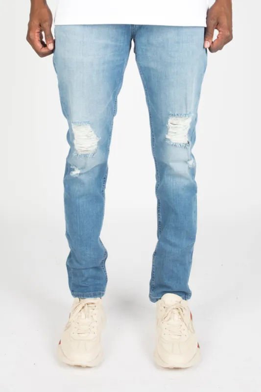 Trapstar Distressed Denim Jeans - Light Blue sold by Trapstar London