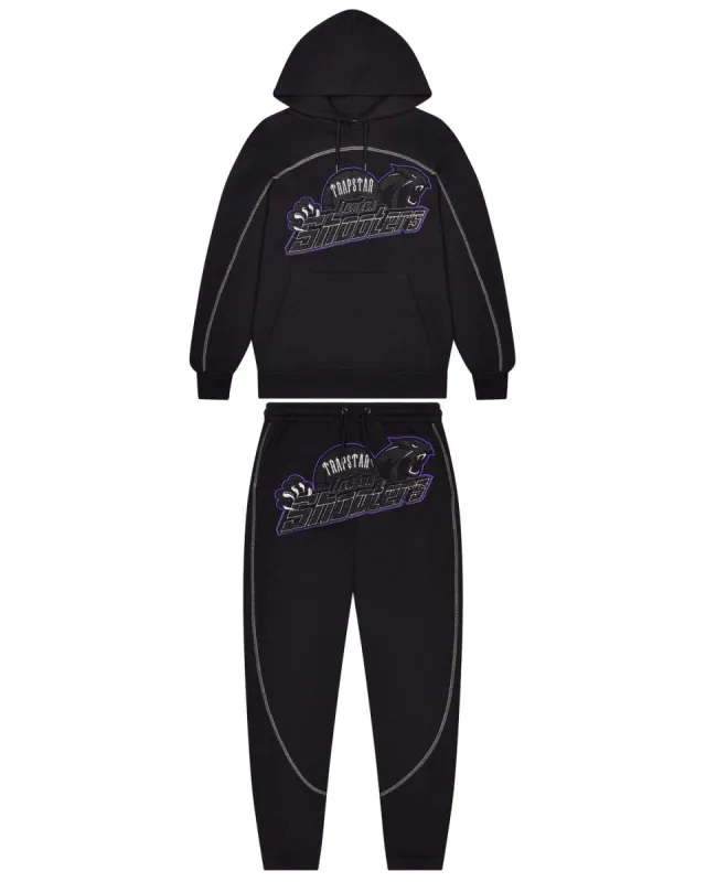 Shooters Arch Panel Hoodie Tracksuit - Black/Purple made by Trapstar London