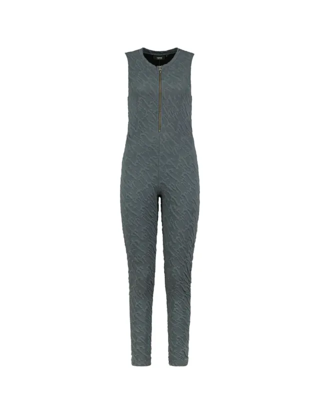 Women's Jacquard Zip Front Catsuit - Grey sold by Trapstar London