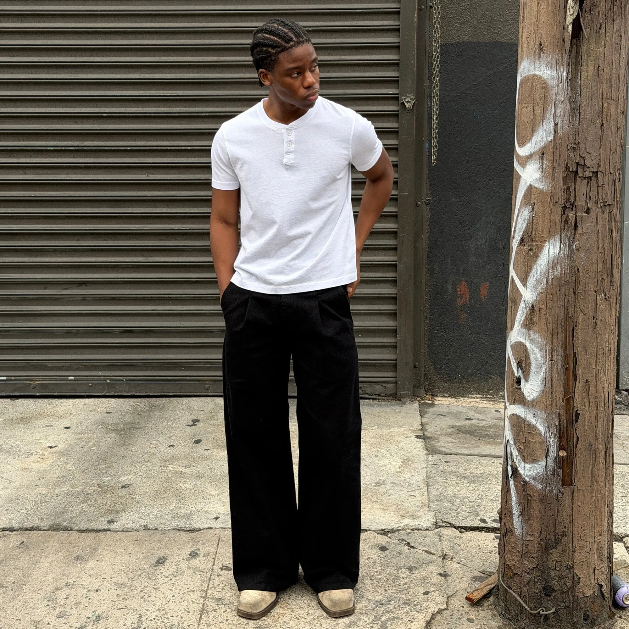 Los Feliz Crop Muscle Tee | Henley Short Sleeve sold by Poolhousenewyork product image thumbnail 5