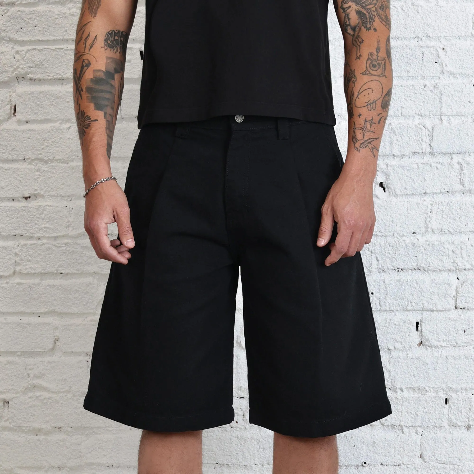 Shibuya Pleated Shorts | Baggy, Wide-Leg sold by Pool House New York