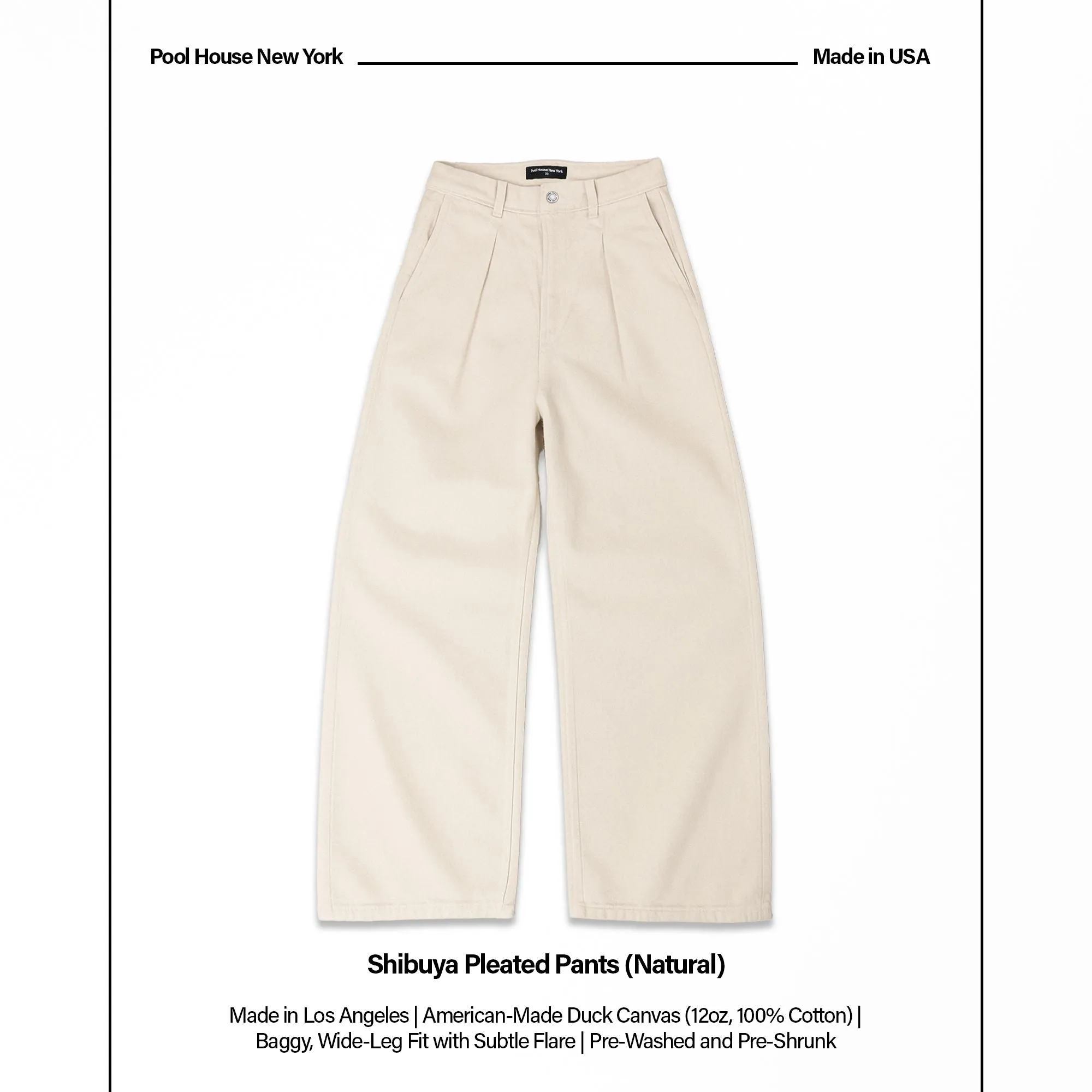Shibuya Pleated Pants | Baggy, Wide-Leg sold by Pool House New York product image thumbnail 2