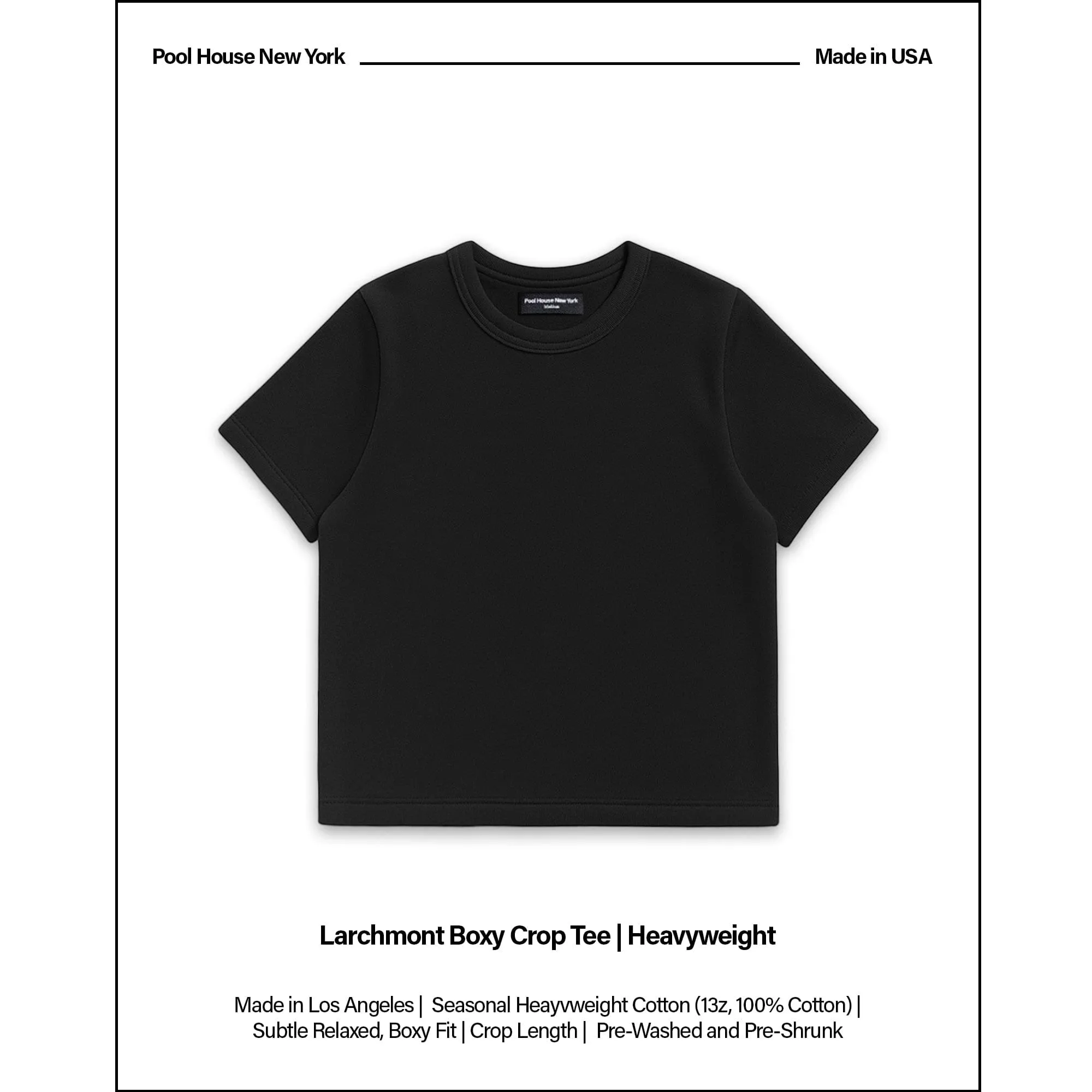 Larchmont Boxy Crop Tee | Heavyweight | 13.5oz sold by Pool House New York product image thumbnail 2