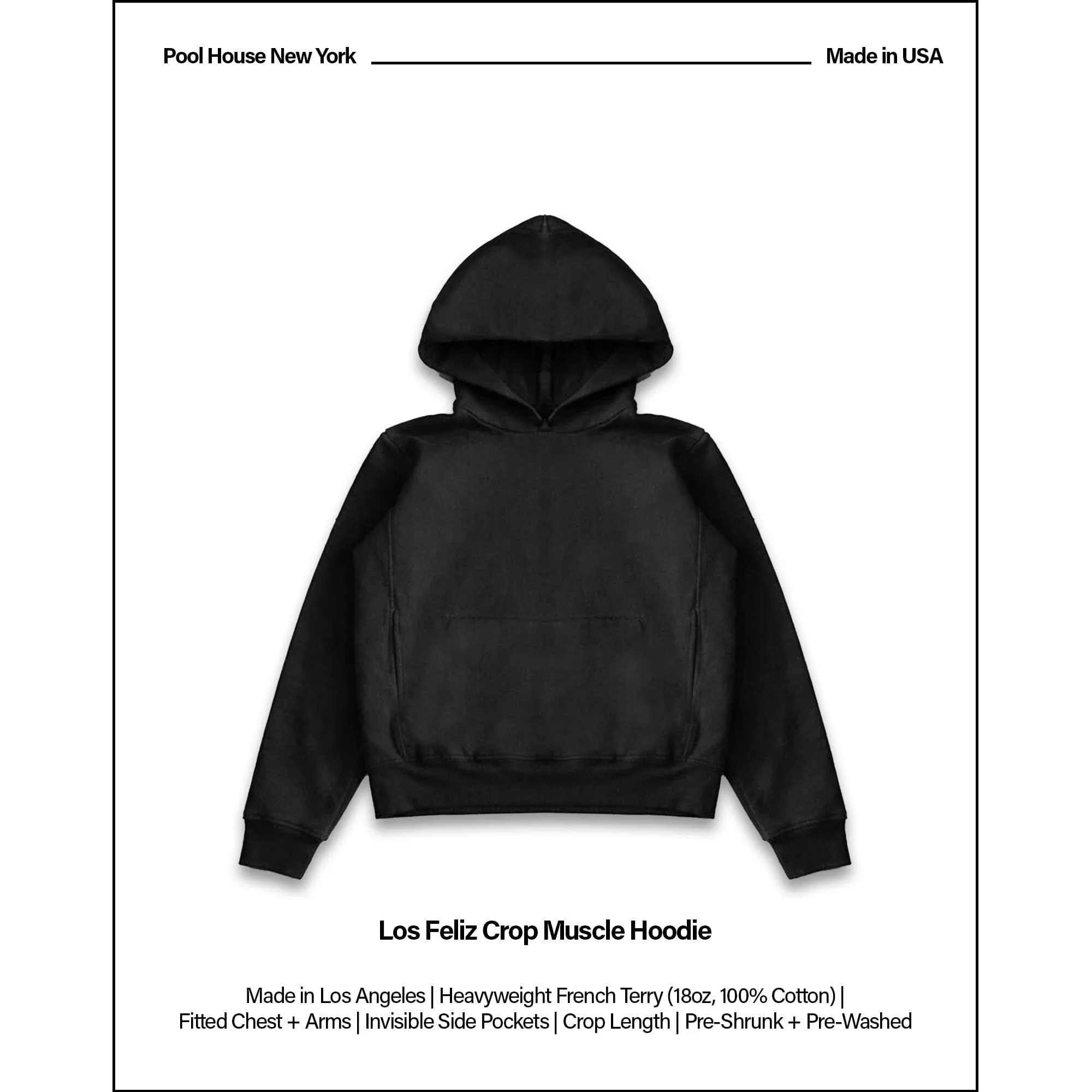 Los Feliz Crop Muscle Hoodie | Fitted sold by Pool House New York product image thumbnail 2