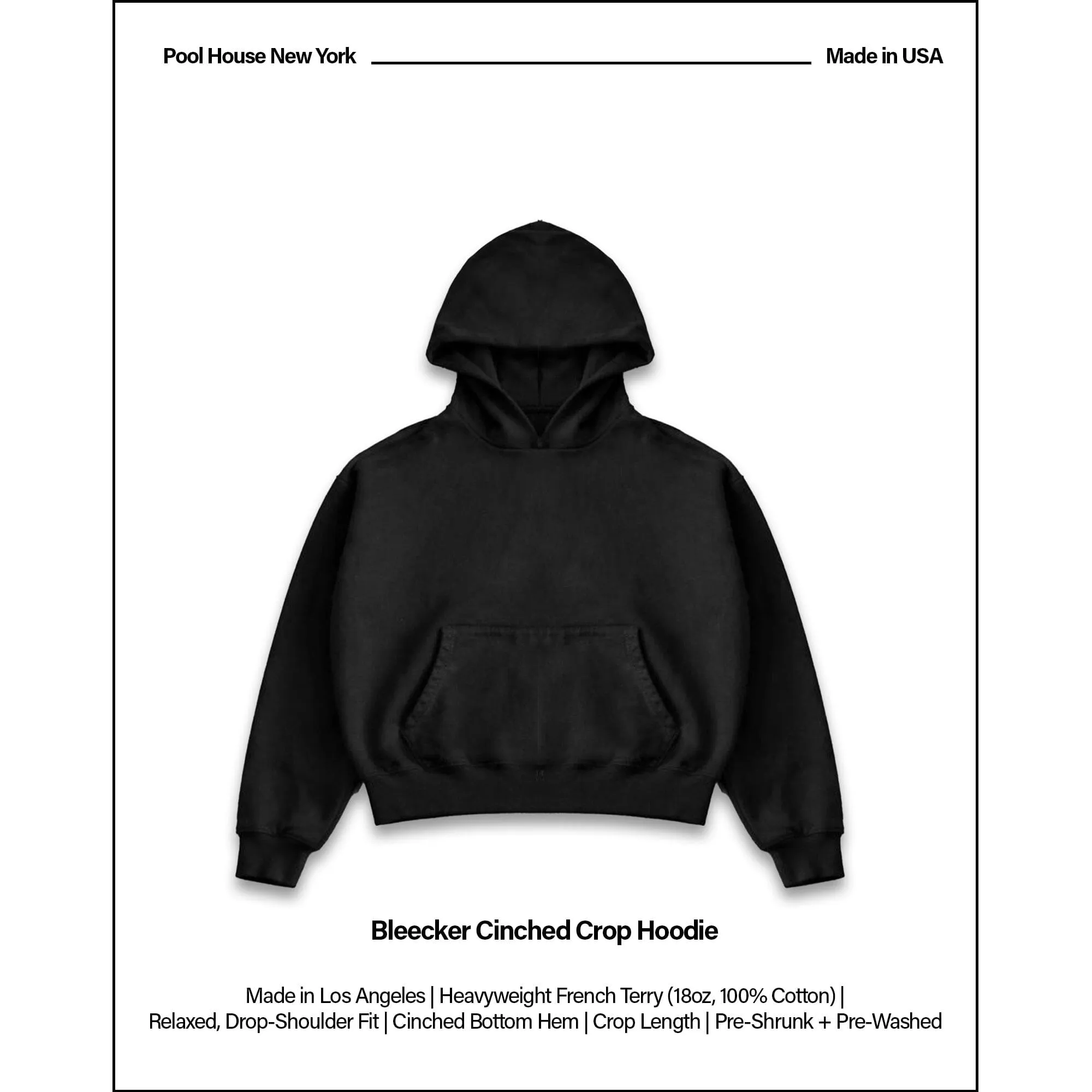 Bleecker Cinched Crop Hoodie | Relaxed, Drop-Shoulder sold by Pool House New York product image thumbnail 2