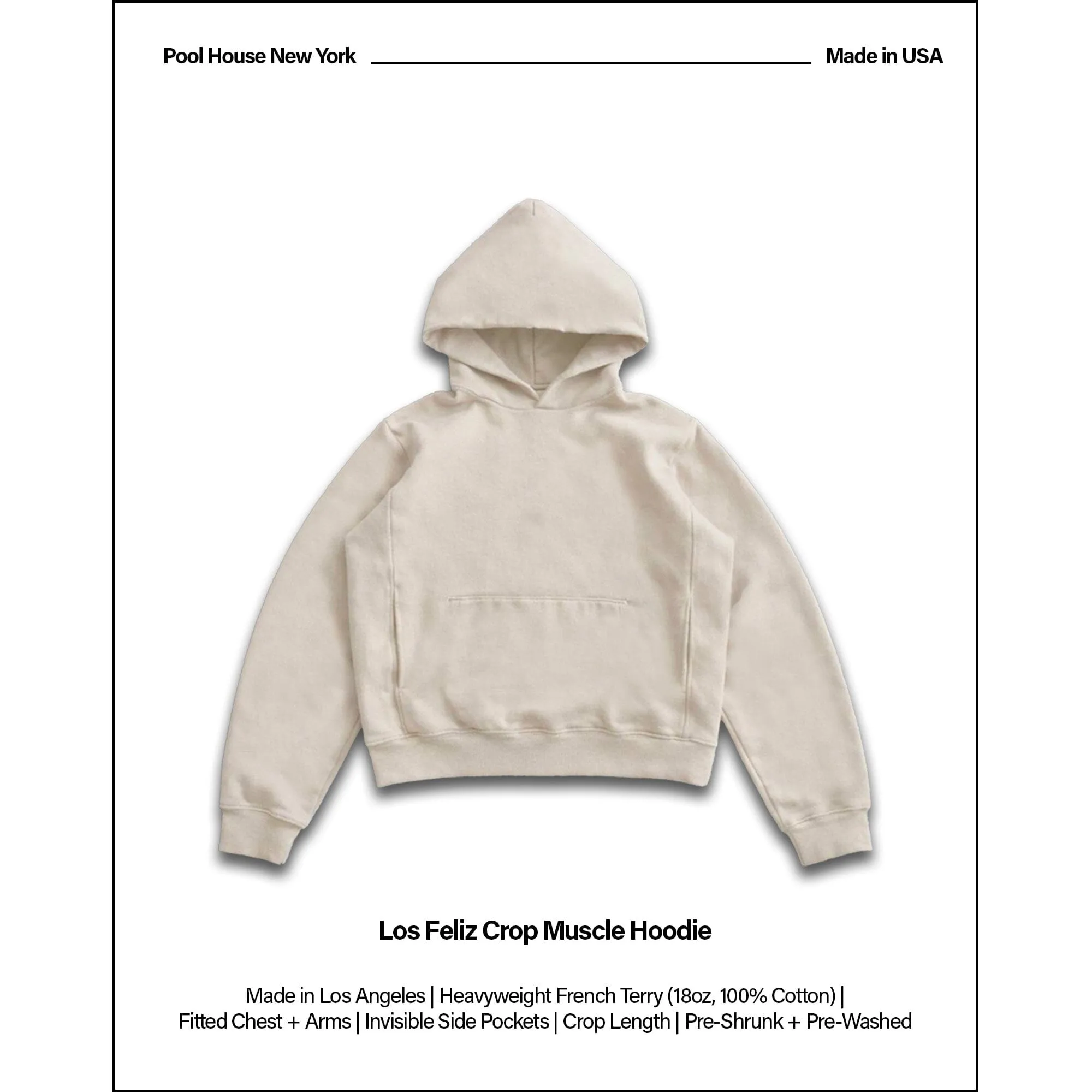 Los Feliz Crop Muscle Hoodie | Fitted sold by Pool House New York product image thumbnail 2