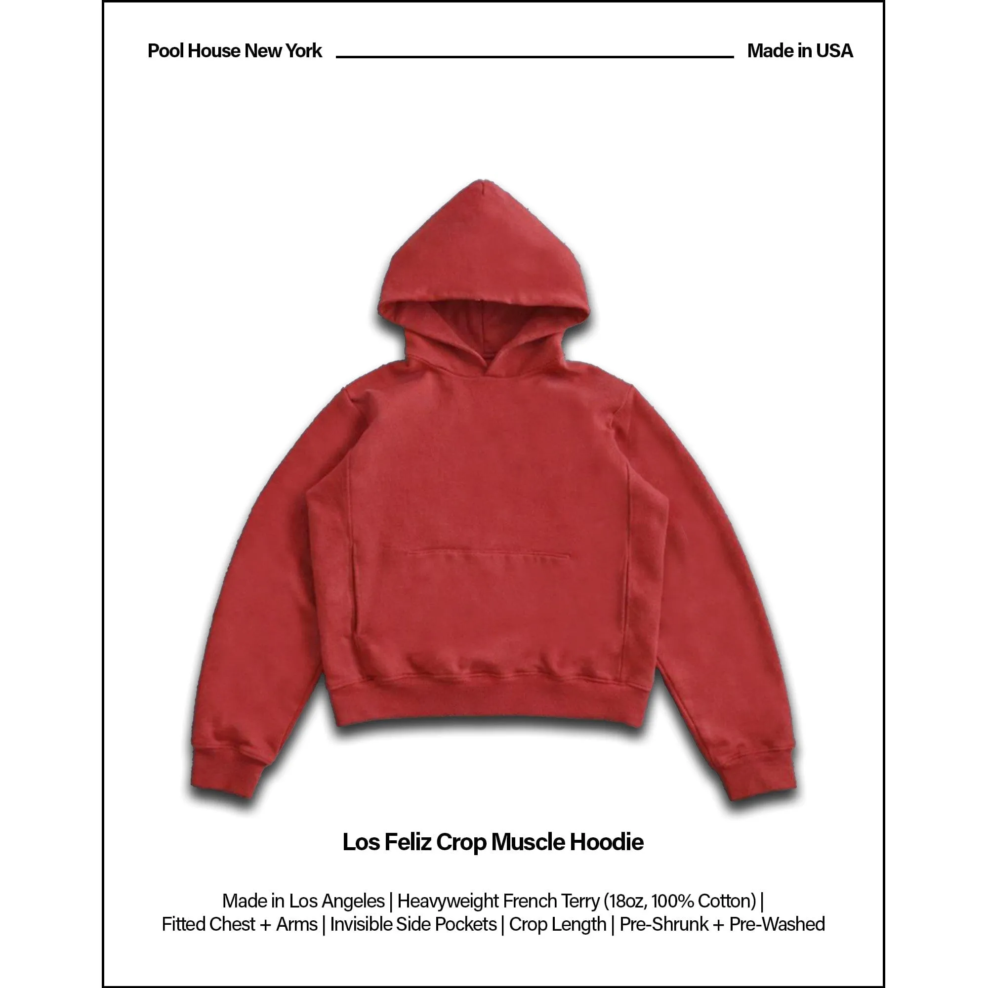 Los Feliz Crop Muscle Hoodie | Fitted sold by Pool House New York product image thumbnail 2