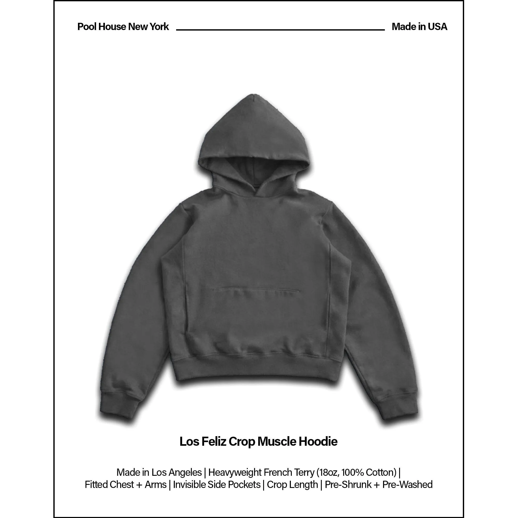 Los Feliz Crop Muscle Hoodie | Fitted sold by Pool House New York product image thumbnail 2