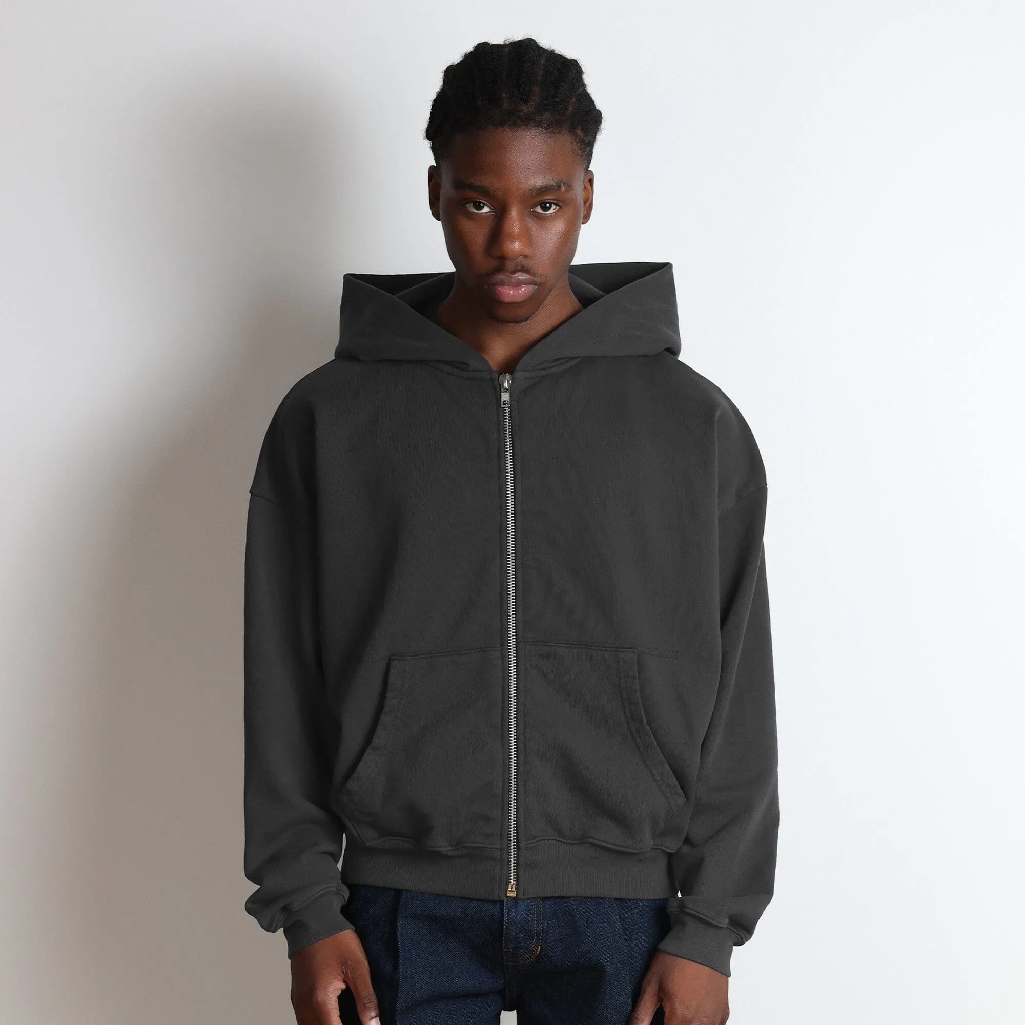 Bleecker Cinched Crop Zip-Up | Relaxed, Drop-Shoulder sold by Pool House New York