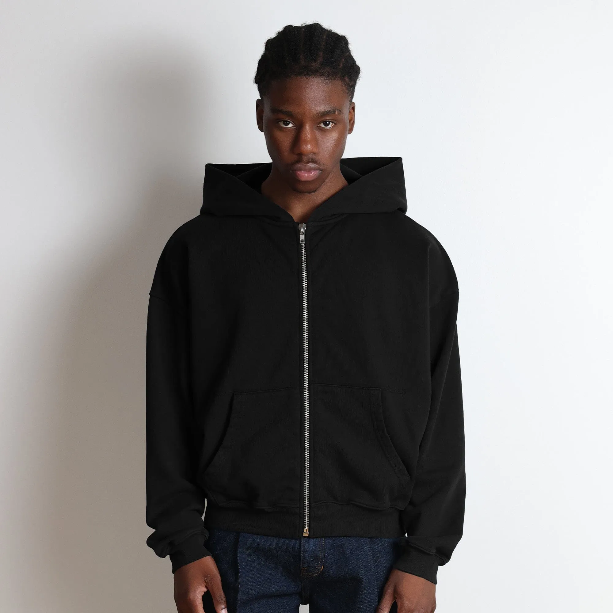 Bleecker Cinched Crop Zip-Up | Relaxed, Drop-Shoulder sold by Pool House New York