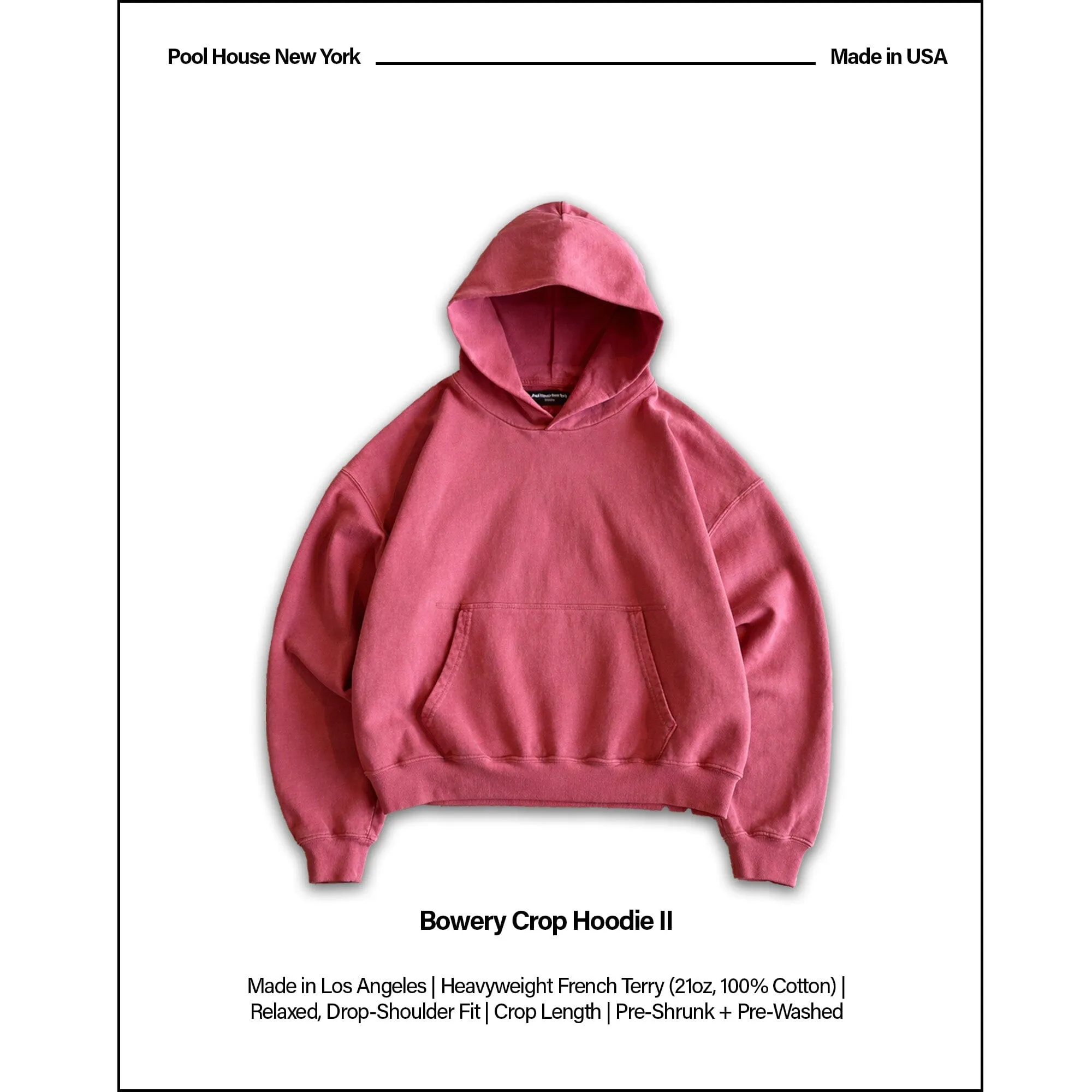 Bowery Crop Hoodie II | Relaxed, Drop-Shoulder sold by Pool House New York product image thumbnail 2