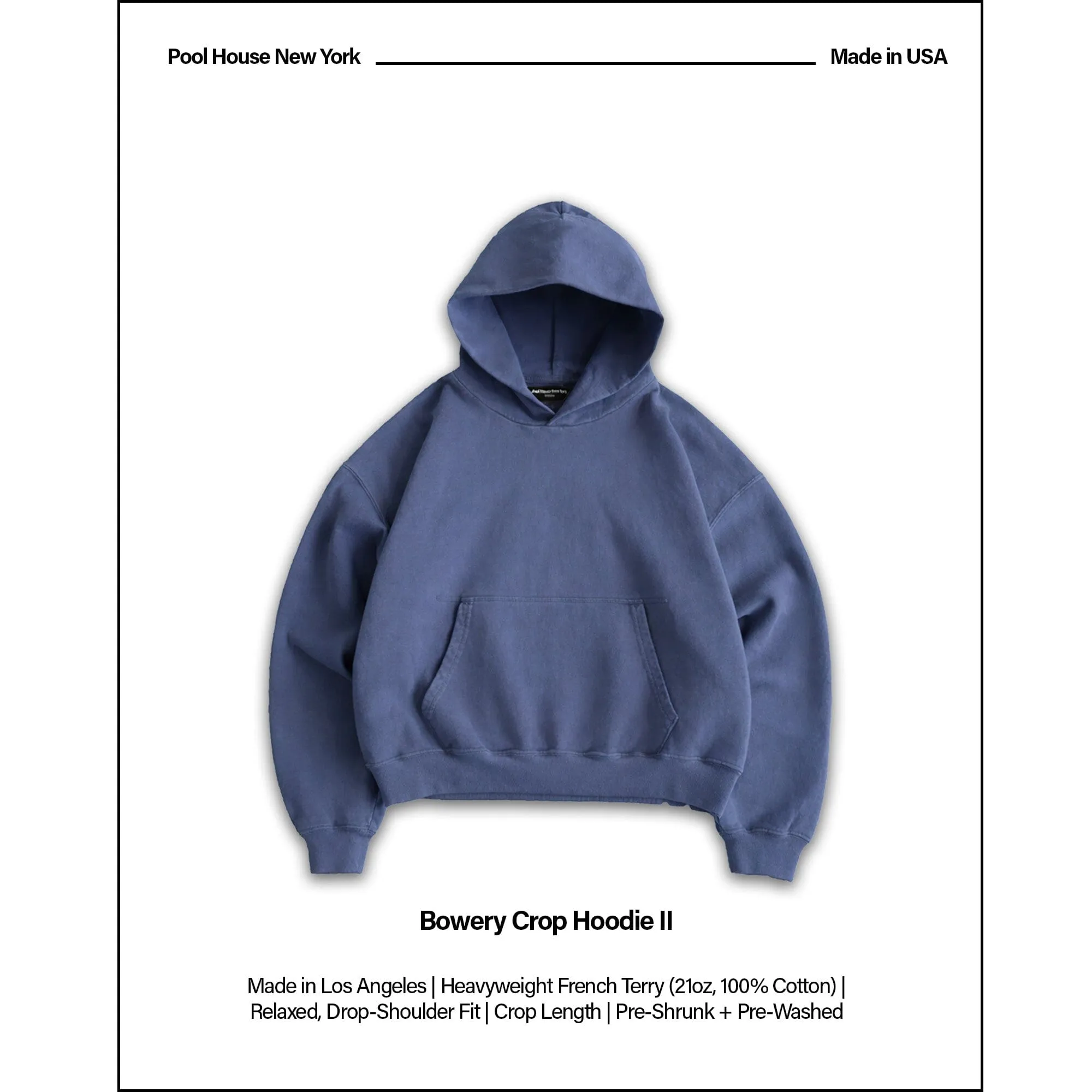 Bowery Crop Hoodie II | Relaxed, Drop-Shoulder sold by Pool House New York product image thumbnail 2