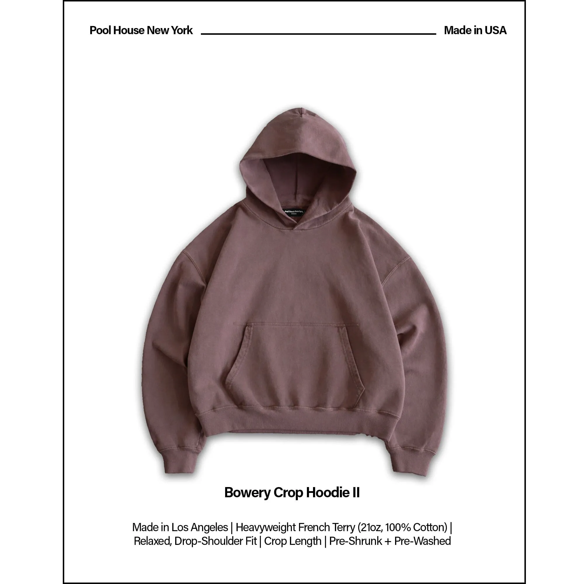 Bowery Crop Hoodie II | Relaxed, Drop-Shoulder sold by Pool House New York product image thumbnail 2