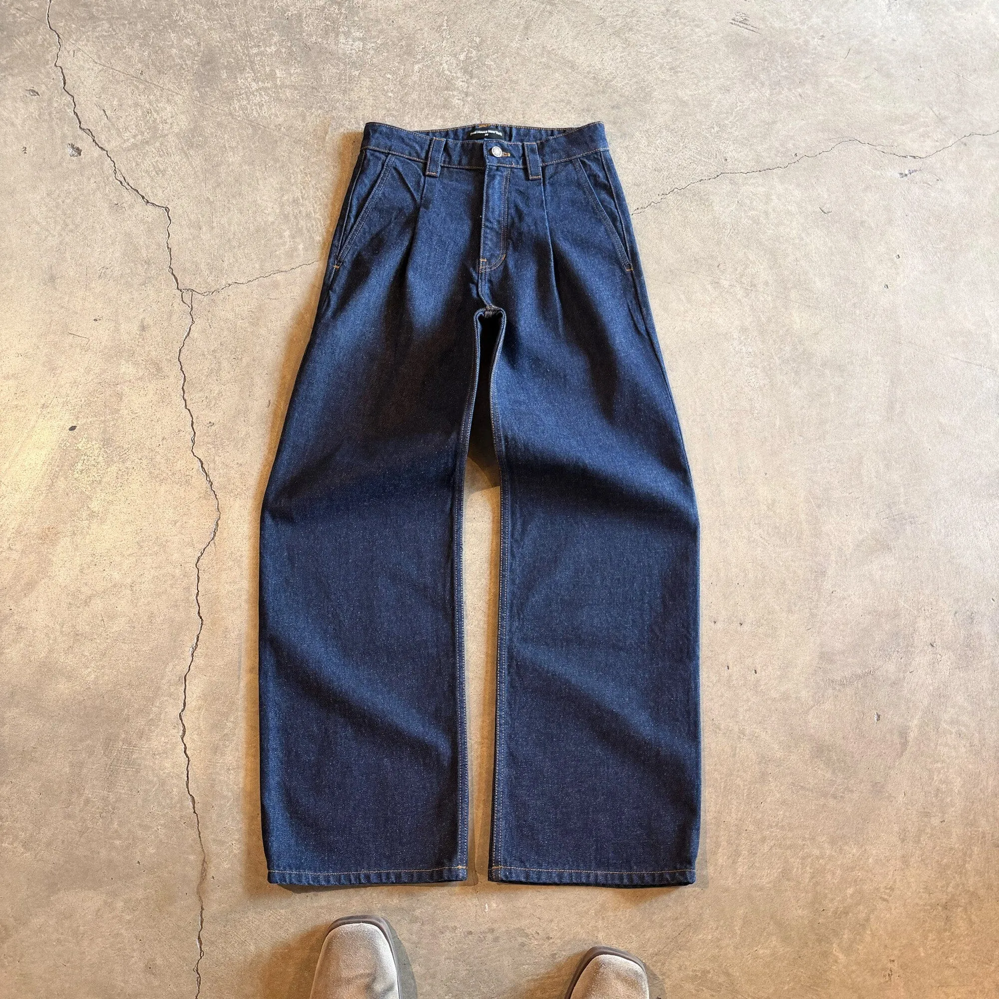 Shibuya Pleated Jeans | Straight-Wide Leg sold by Pool House New York product image thumbnail 3