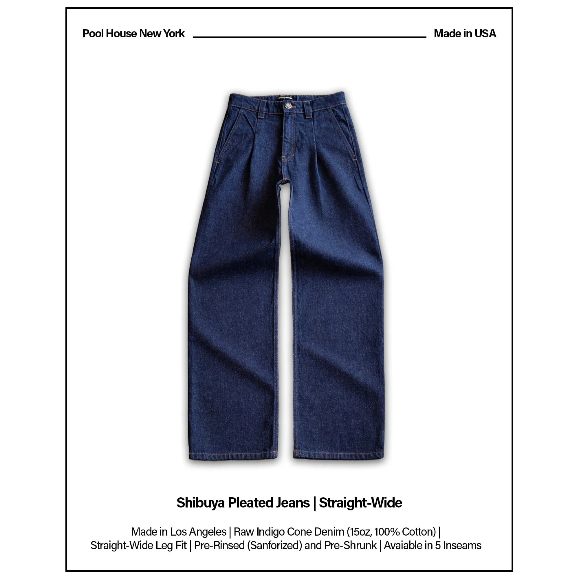 Shibuya Pleated Jeans | Straight-Wide Leg sold by Pool House New York product image thumbnail 2