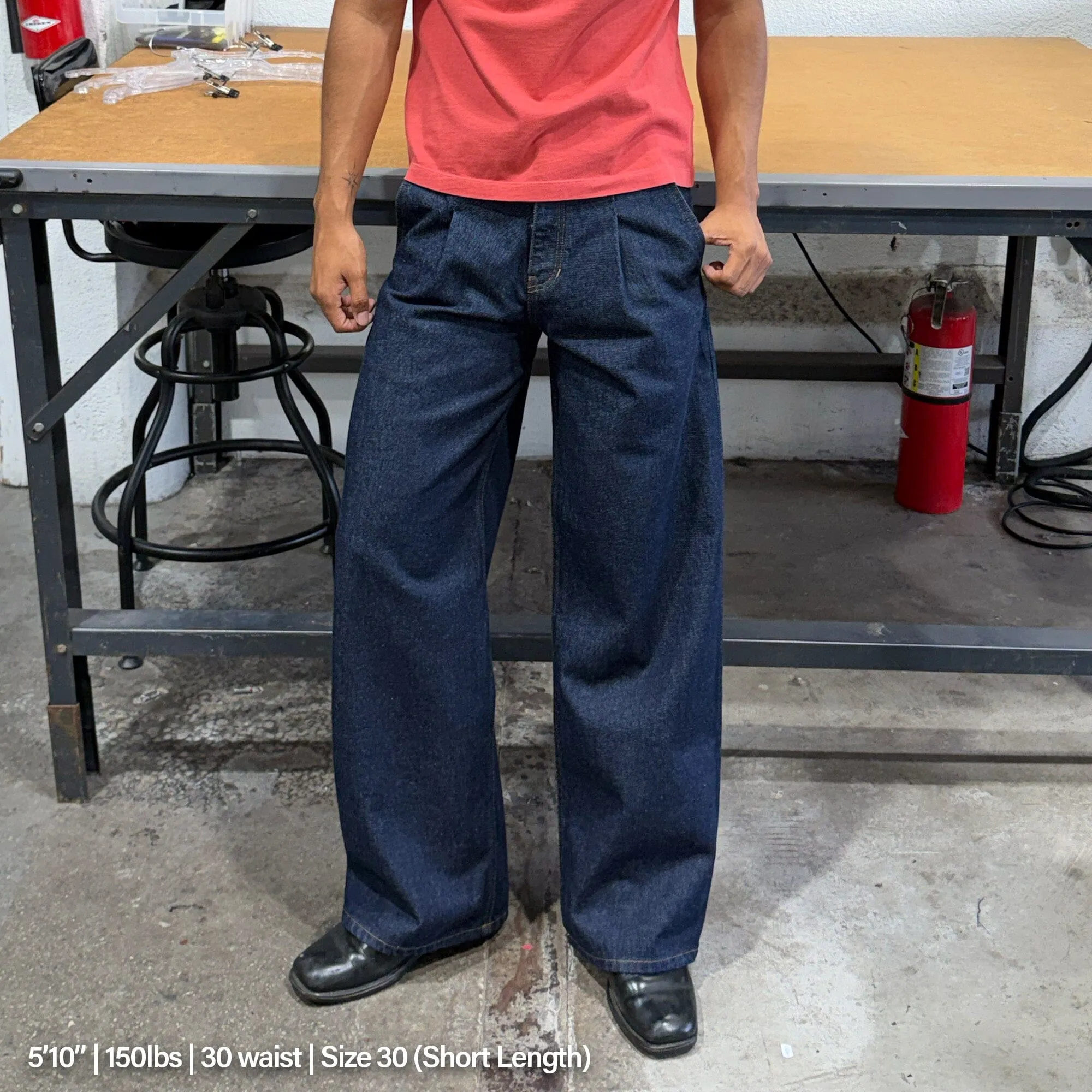 Shibuya Pleated Jeans | Straight-Wide Leg sold by Pool House New York product image thumbnail 4