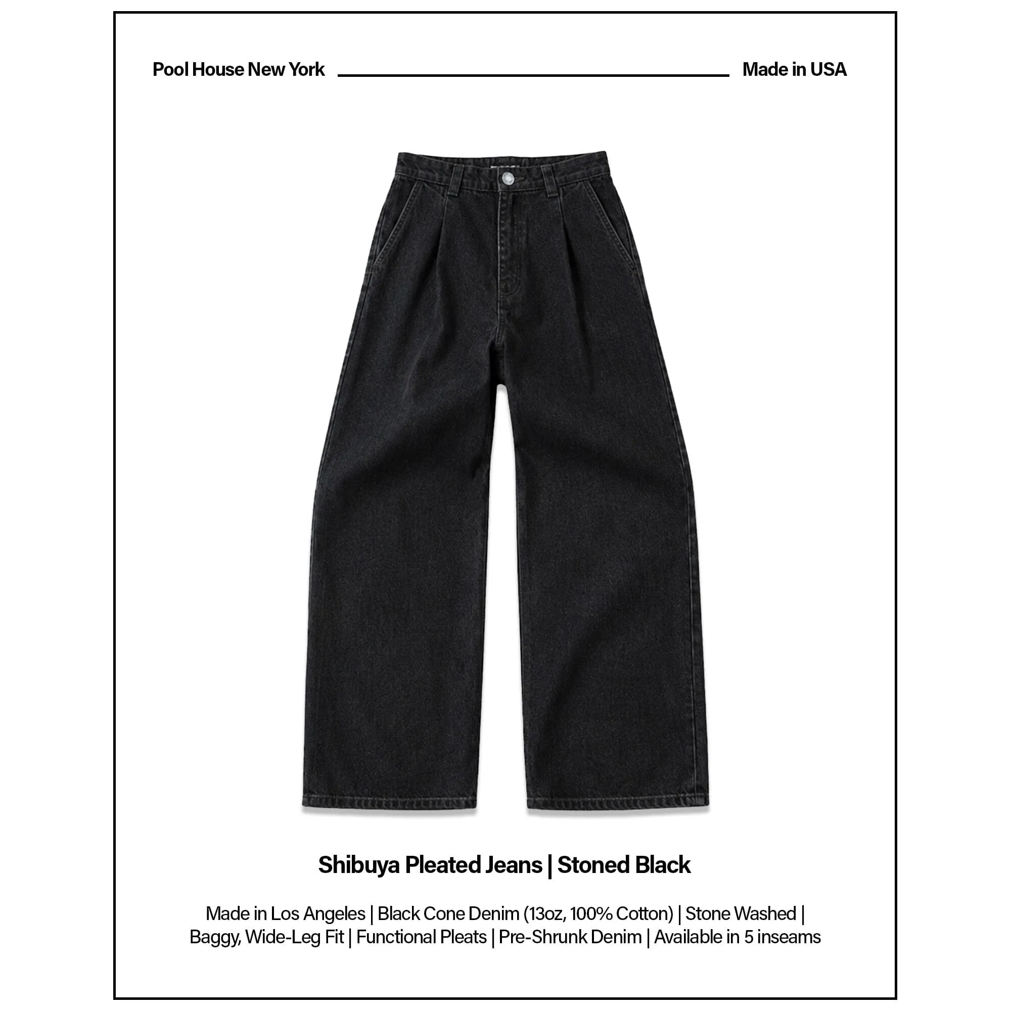 Shibuya Pleated Jeans | Baggy, Wide-Leg sold by Pool House New York product image thumbnail 2
