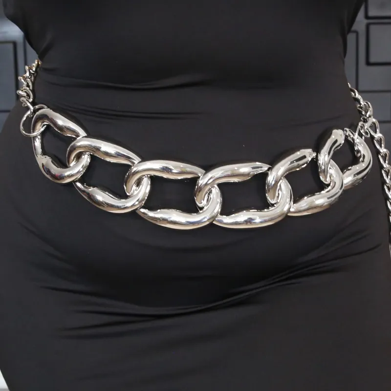 Stand Out Plus Size Chain Belt (Silver) sold by Boughie Curves