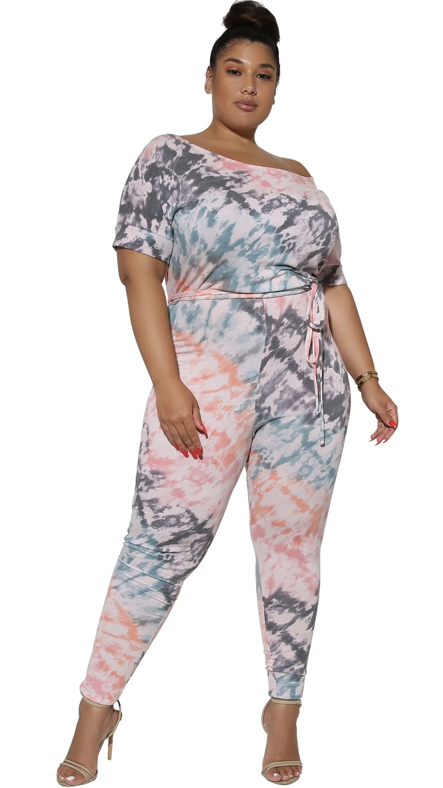Marble Goddess Jumper (Gray/Tangerine/Teal) sold by Boughie Curves