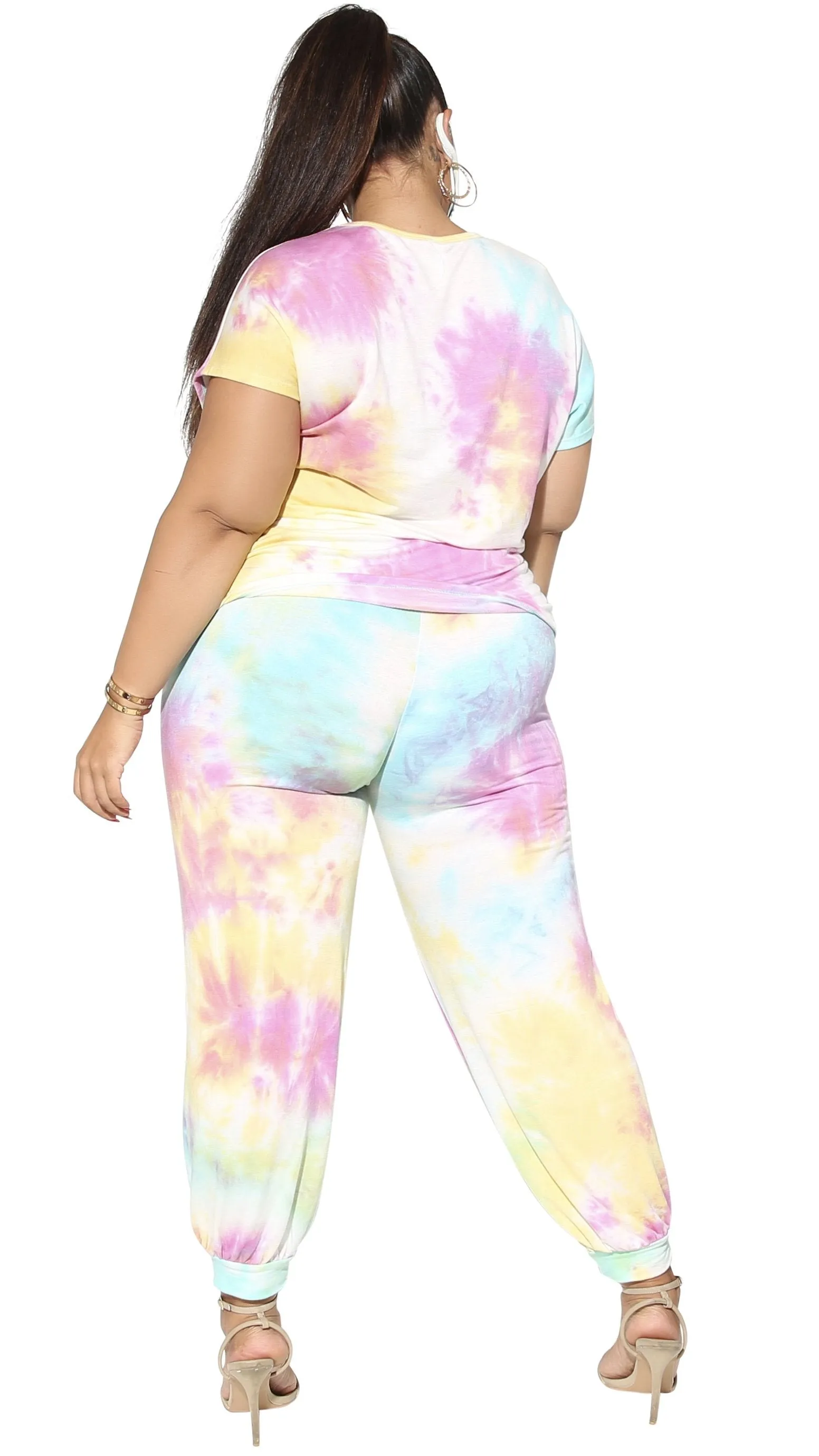 V Lounge 3Pcs Pant Set (Blue/Purple/Yellow Tie Dye) sold by Boughie Curves product image thumbnail 3