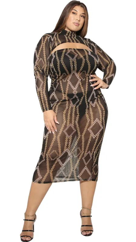 Periodt 2Pcs Mesh Maxi Dress (Multi) sold by Boughie Curves