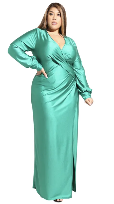 Royal Maxi Dress (Green) sold by Boughie Curves