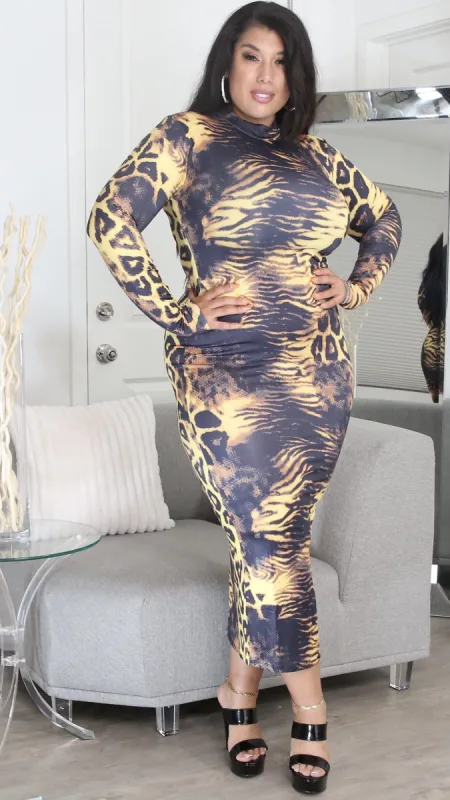 Best Of Both Worlds Maxi Dress (Jungle Print) sold by Boughie Curves
