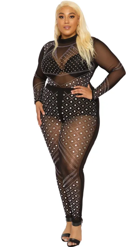 Public Figure Rhinestone Jumper (Black) sold by Boughie Curves